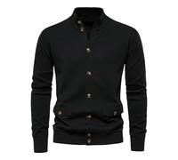 YEBAITOU Suéter de punto para hombre, otoño e invierno, estilo euroamericano, informal, color liso, Negro , L