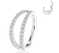 YEBOCIYO Anillo de Nariz 16G para Septum Concha Hélix Cartílago Daith Rook Tragus Joyería para Piercing Corporal Acero Inoxidable Triple Línea Doble Plata Oro