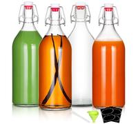 YEBODA Botellas de cerveza de vidrio con tapa abatible de 32 onzas con tapas herméticas de goma para elaboración casera de kombucha, bebidas, aceite, vinagre, agua, refrescos, kéfir (paquete de 4)