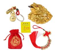 YeBon Juego de 1 llavero de Feng Shui con forma de rana de la suerte, diseño de sapo de la suerte, antiguo, hulou para prosperidad, decoración del hogar y la oficina, Latón