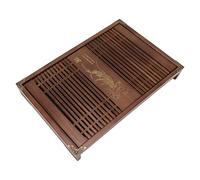 Yechiry Bandeja de té China de Gongfu, Bandeja de té de Madera Bellamente Grabada con Almacenamiento de Agua de Drenaje para Entretenimiento, 11,0x16,9 Pulgadas (Orquídea negra clara)