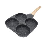 Yechiry Cacerola para Cocinar Huevos de 4 Tazas, Diseño Antiadherente para Cocinar el Desayuno, Aluminio Duradero con de Madera (Tipo estándar)