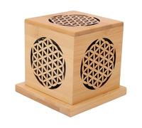 Yechiry Caja de Incienso de Madera, Bandeja de Cristal Decorativa Hueca Geométrica para Meditación de Yoga con Base Antideslizante, Caja de Incienso, Adorno, Soporte de Difusión de (Patrón de Flores)
