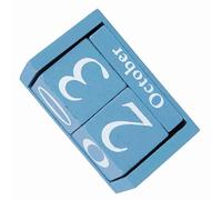 Yechiry Calendario de Bloques, Calendario Perpetuo Vintage de Madera, Rústico de Cubos de Madera con Visualización de Fecha del Mes, Ideal para Decoración de Oficina en el Hogar (BLUE)