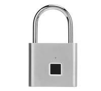 Yechiry Candado de Huella Digital de Desbloqueo Rápido, Cerradura de Carga USB Inteligente para Puertas de Jardín y Gabinetes Hechos de Aleación de Zinc (SILVER)