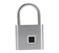 Yechiry Candado de Huella Digital, Desbloqueo 0.5S Viga de Bloqueo de Acero Inoxidable Capacidad de 10 Huellas Dactilares Carga USB, Ideal para Equipaje, Mochilas, Casilleros (SILVER)