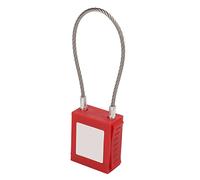 Yechiry Candado de Seguridad con Grillete de 85 Mm de Alta Resistencia para Mantenimiento de Equipos Gestión Industrial Acero con 2 Llaves Bloqueo y Etiquetado Cerradura de Cable (rojo)