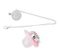 Yechiry Chupete Bling Baby Tamaño M, Diseño de Una Sola Pieza Sin Bpa Chupete 100% Silicona con Clip De Cadena de Aleación Corona de Diamantes de Imitación para Bebés de 6 a 18 Mese (PINK)