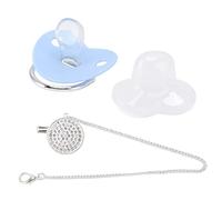 Yechiry Chupete Bling Baby Tamaño M, Diseño de Una Sola Pieza Sin Bpa Chupete 100% Silicona con Clip De Cadena de Aleación Corona de Diamantes de Imitación para Bebés de 6 a 18 Mese (M azul)