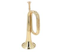 Yechiry Corneta Española con Llave en Do, Trompeta de Caballería de Latón, Corneta de Proceso Lacado en Oro con de Válvula Suave, Ideal para Músicos Novatos, 11x34cm