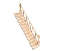 Yechiry Escalera de Casa de Muñecas en Miniatura, Acabado Brillante, Elegante Decorativa para Casa de Muñecas, Escala 1/12, Escaleras de Madera de Abedul de 12,8 Pulgadas (reposabrazos Derecho)