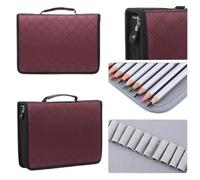 Yechiry Estuche Organizador de Cuero PU de Gran Capacidad con 150 Ranuras para Estuche Artístico, Plegable, para Lápices, para Entusiastas del Dibujo, Negro (Berenjena)