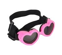 Yechiry Gafas de Sol para Perros Protección UV Impermeable Forma de Corazón para Perros de Raza Pequeña Correa de Satén Negra Ajustable Rosa 1 par
