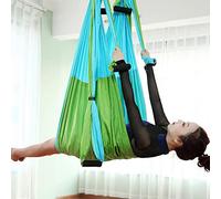 Yechiry Hamaca de Yoga, Eslinga de Yoga Aérea de Tela de Nailon de Primera Calidad con de Espuma Gruesa, Columpio para Inversión, Forma de Columpio, Excelente Salud, Líneas (Cielo y Verde Fruta.)