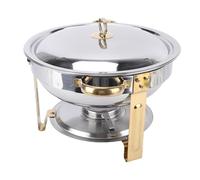 Yechiry Juego de 4 Calentadores de Buffet de Acero Inoxidable de 4,5 L, Soportes Apilables, Bandeja de Comida para Fiestas, Catering, Eventos, Bodas con Diseño Redondo Dorado Resistente