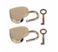 Yechiry Juego de Candados de Metal Vintage con Cerradura de Corazón, Suministros Domésticos Duraderos para Diario y Joyero, 30x39mm, 2 Juegos (Oro rosa)