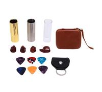 Yechiry Juego de Tobogán de Guitarra de 70mm, 304 Selecciones de Dedo del Tobogán de Vidrio de Acero Inoxidable y de Latón con Bolsa, 4 Dedos y 6 Selecciones Planas