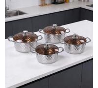 Yechiry Juego de Utensilios de Cocina de Acero Inoxidable, Olla Antiadherente con Tapa, Asas Dobles, Olla Multiusos Apta para Lavavajillas para Sopa, Guiso, Gachas, Calentamiento