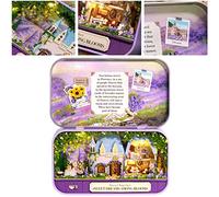 Yechiry Kit de Casa de Muñecas de Madera DIY, Juguete en Miniatura con Luces LED para Niños, Regalos de Cumpleaños, 5,6x3,3x1 Pulgadas (Q-010 Dulces Sueños Entre Flores)