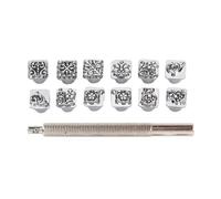 Yechiry Kit de Herramientas de Punzón de Estampado, 12 Uds., Marca Clara, Aleación de Zinc, Diseño de Flor de Dinastía Tang para Impresión de Arte de Cuero, 6,3x3,3 Pulgadas