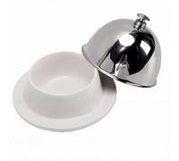 Yechiry Mantequera, Cerámica de 2.56 X 3.74 Pulgadas, Recipiente Irrompible para Mantequilla, Recipiente Compacto y Versátil con Tapa de Acero Inoxidable para Decoración del Hogar, Encimera de Cocina,