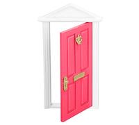Yechiry Mini Puerta de Madera para Casa de Muñecas, Puerta de Hadas Vívida de Colores Brillantes, Decorar Casa de Muñecas 1:12, Material de Abedul con Accesorios (Rosa roja)