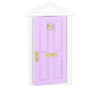 Yechiry Mini Puerta de Madera para Casa de Muñecas, Puerta de Hadas Vívida de Colores Brillantes, Decorar Casa de Muñecas 1:12, Material de Abedul con Accesorios (Morado Claro)