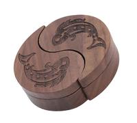 Yechiry Paquete de 2 Cajas de Almacenamiento para Púas de Guitarra, Soporte para Púas de Madera de Nogal, Contenedor con Cubierta Giratoria Magnética con Forma de Tai Chi y Ranuras de 6 Mm de