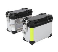 Yechiry Par de Baúles de Motocicleta, Cajas Laterales de Aleación de Aluminio para Motocicleta, Alforjas Duras de 28 L con Cerradura de Seguridad y Pegatinas Reflectantes para Equipaje (Silver)