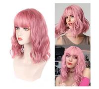 Yechiry Peluca Riza y Riza Artificial Suave y Corta con Flequillo para Mujer, Peluca Falsa Transpirable para Uso Diario, de Pelo Sintético de Alta Temperatura para Fiestas de Navidad, 1 Falsa