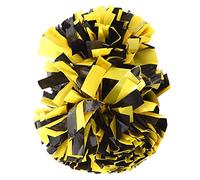 Yechiry Pompones de Porristas, Pompones de Mano de Plástico Blando Amarillo y Negro, de de Plástico Duro Blanco para Competiciones Deportivas, Fiestas de Baile y Actuaciones Escénicas