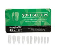 Yechiry Puntas de Uñas Transparentes Ultrafinas, 550 Piezas a Presión para Arte de Uñas DIY en Casa, Puntas de Postizas Semiesmeriladas para Salones de, Material ABS (largo)