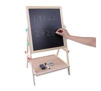 Yechiry Tablero de Arte de Pie de Madera de Pino de Primera Calidad, Tablero de Dibujo Seguro de Doble Cara para Niños, Ajustable, 2 Superficies de Pizarra, Salida Creativa para Niños, Juego Artístico
