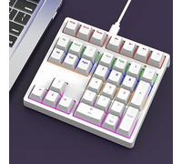 Yechiry Teclado Numérico Mecánico, 34 Teclas Teclado Numérico con Cable USB con Interruptor Azul Retroiluminación RGB Pies Ajustables Conexión Tipo C para Escribir Programación Juegos (White)