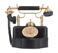Yechiry Teléfono Decorativo Retro Creativo, Modelo Antiguo de Teléfono de Hierro con Dial Giratorio y Cable con Botón Pulsador Figura de Artista para Decoración de Hogar Cafetería