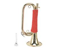 Yechiry Trompeta de Caballería Chapada en Oro, Corneta Militar de Sonido Brillante con Trenzado Rojo, Cuerno Ceremonial Duradero con Bolsa de Almacenamiento, Ideal para Banda Escolar de Campamento