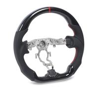 Yechiry Volante Deportivo Plano, Empuñaduras de Cuero Perforado de Fondo Plano con Apariencia de Fibra de Carbono Hydro Dip con Costuras Rojas, para 370Z 2009 a 2020