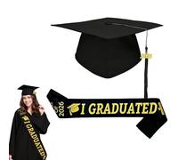 YEDOUALE Abschluss Set 2 Stück Bachelor Hut mit Schärpe Schwarz 48-60cm Verstellbar Graduation Hat mit Quaste 2026 Datumsanhänger für Universität Abschlussfeier Geschenk