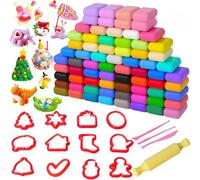 YEDOUALE Modelado de Masa Infantil 72 Colores Secado al Aire con Rodillo y moldes navideños, Set Creativo de Arcilla mágica para Manualidades y Juegos educativos