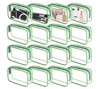 YedsIntu 16 bolsas de maquillaje transparentes de PVC con cremallera transparente para artículos de aseo personal, bolsa de cosméticos portátil, bolsa de maquillaje, bolsa de maquillaje impermeable de