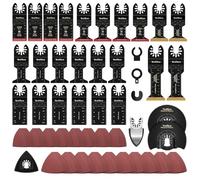 YedZen Juego de hojas de sierra multitool, 121 piezas, conjunto de accesorios oscilantes para herramientas oscilantes, juego de hojas de sierra con papel de lija y titanio para Einhell, Makita