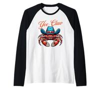 Yee Claw Funny Crab in Cowboy Hat Seafood Lover Camiseta Manga Raglan