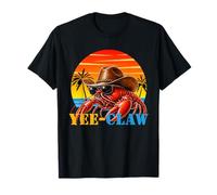 Yee-Claw Lobster Cowboy Funny Retro Sunset Western Beach Camiseta