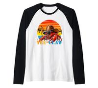 Yee-Claw Lobster Cowboy Funny Retro Sunset Western Beach Camiseta Manga Raglan