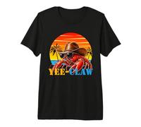 Yee-Claw Lobster Cowboy Funny Retro Sunset Western Beach Camiseta Premium