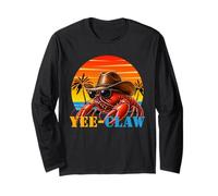Yee-Claw Lobster Cowboy Funny Retro Sunset Western Beach Manga Larga