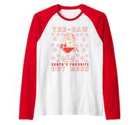 Yee-Haw, Santa's Favorite Hot Mess Funny Western Cowgirl Chr Camiseta Manga Raglan