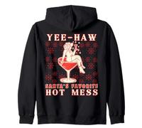 Yee-Haw, Santa's Favorite Hot Mess Funny Western Cowgirl Chr Sudadera con Capucha