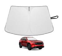 YEE PIN Parasol parabrisas delantero compatible con Mazda CX5 CX-5 KF 2018-2025 2026, parasol plegable con funda para volante, parasol con fibra de enfriamiento EIS, protección UV y antipolvo para