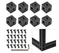 Yeebyee 2020 - Escuadra de aluminio con tornillos M5 x 14 mm para ranura de 6 mm Serie 2020 Perfil de aluminio extruido, 8 unidades/paquete (esquina de cubo negro)